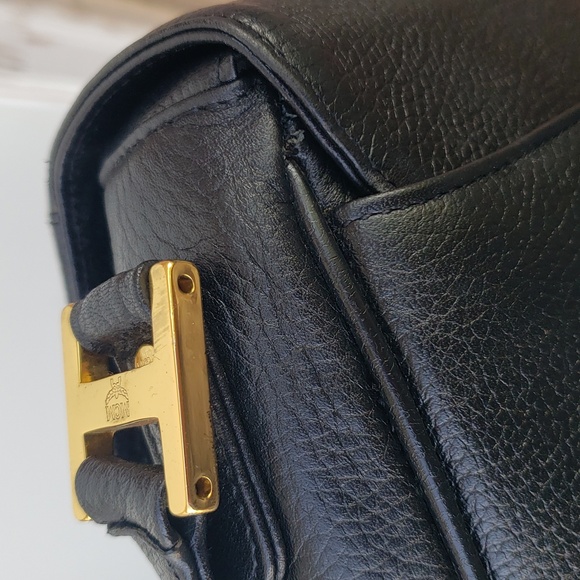 Vintage Y2K MCM Womens Black Leather Crossbody Bag Designer Classic Germany - Picture 17 of 17